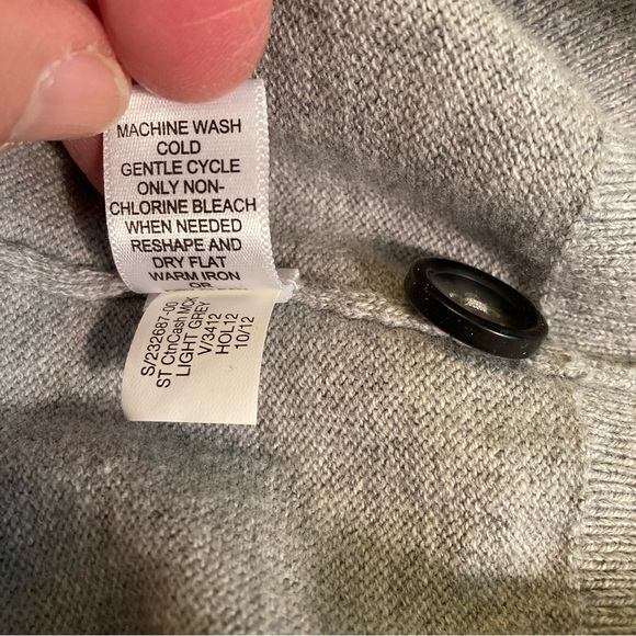 EUC Banana Republic Sweater Mens Large Cotton Cashmere 1/4 Button Pullover Gray - Picture 7 of 8
